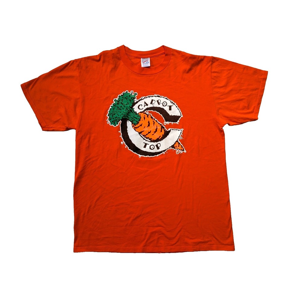 Vintage Carrot Top Shirt Mens XL Orange Double Sided 90s Stand Up Comedian